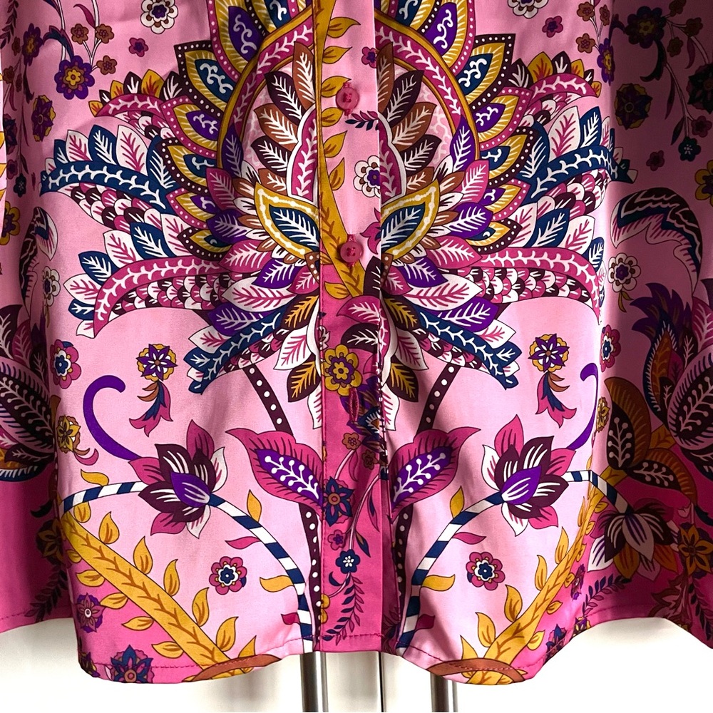 Rachel Zoe Satin Floral Paisley Button Down Blouse in Pink Multi Size S NWT - Picture 10 of 16